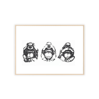 Hear See Speak No Evil Buddha - Framed Poster