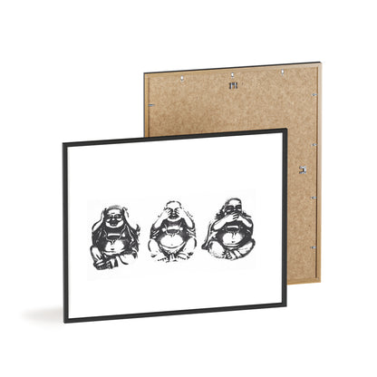 Hear See Speak No Evil Buddha - Framed Poster