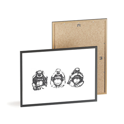 Hear See Speak No Evil Buddha - Framed Poster