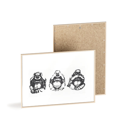 Hear See Speak No Evil Buddha - Framed Poster