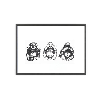 Hear See Speak No Evil Buddha - Framed Poster