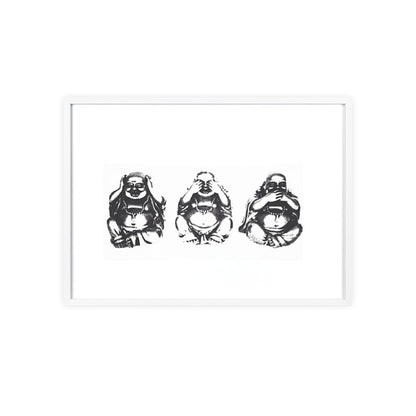 Hear See Speak No Evil Buddha - Framed Poster