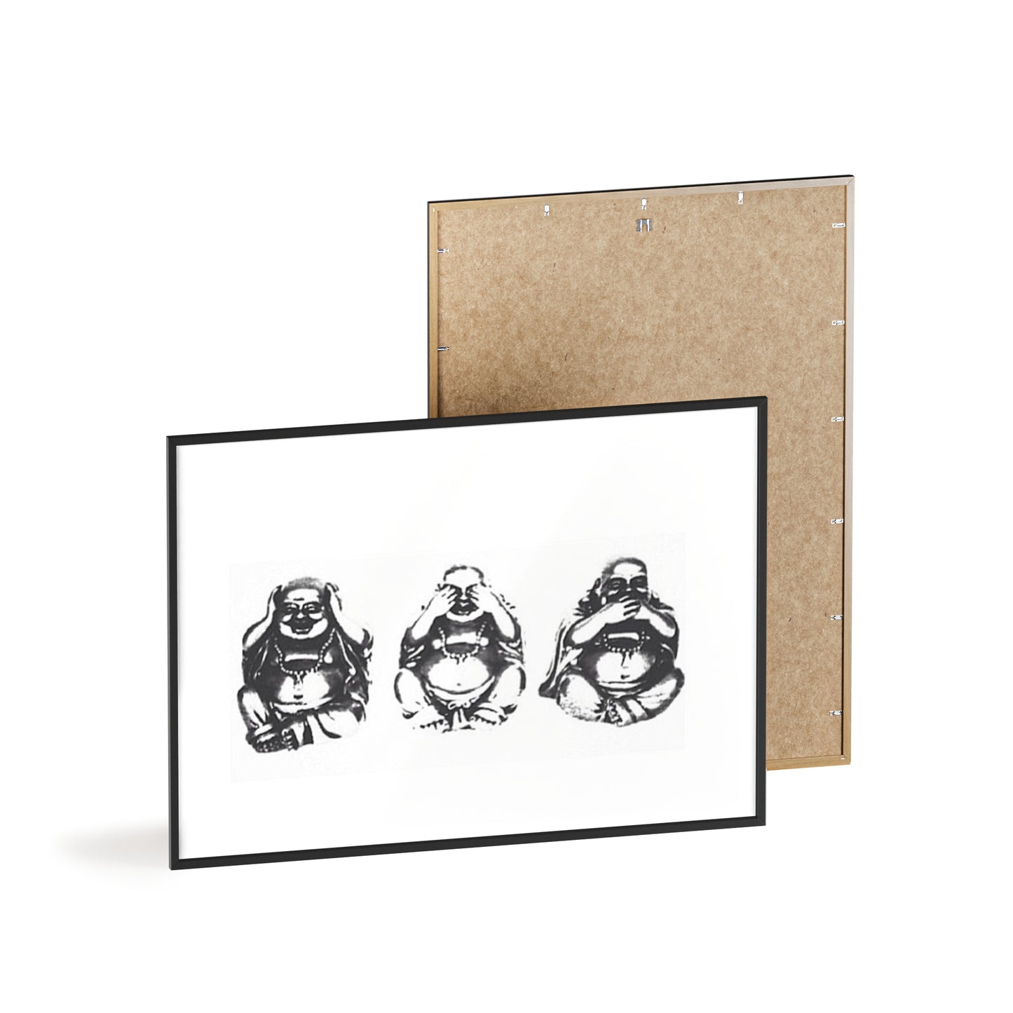 Hear See Speak No Evil Buddha - Framed Poster