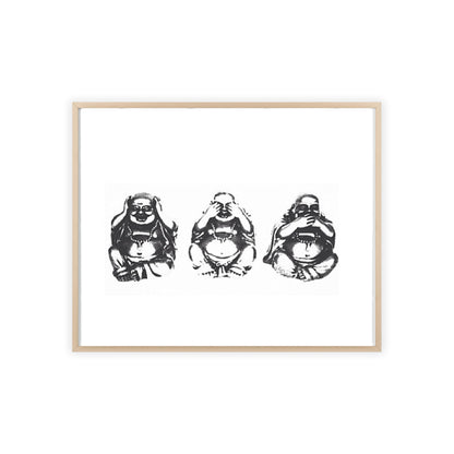 Hear See Speak No Evil Buddha - Framed Poster