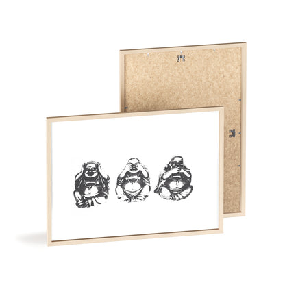 Hear See Speak No Evil Buddha - Framed Poster