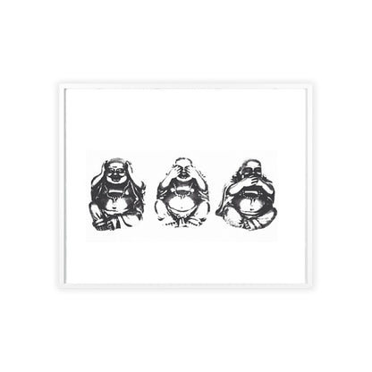 Hear See Speak No Evil Buddha - Framed Poster