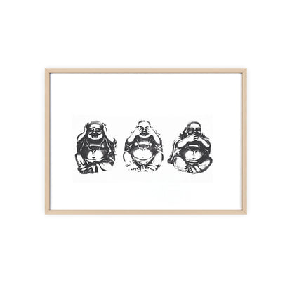 Hear See Speak No Evil Buddha - Framed Poster